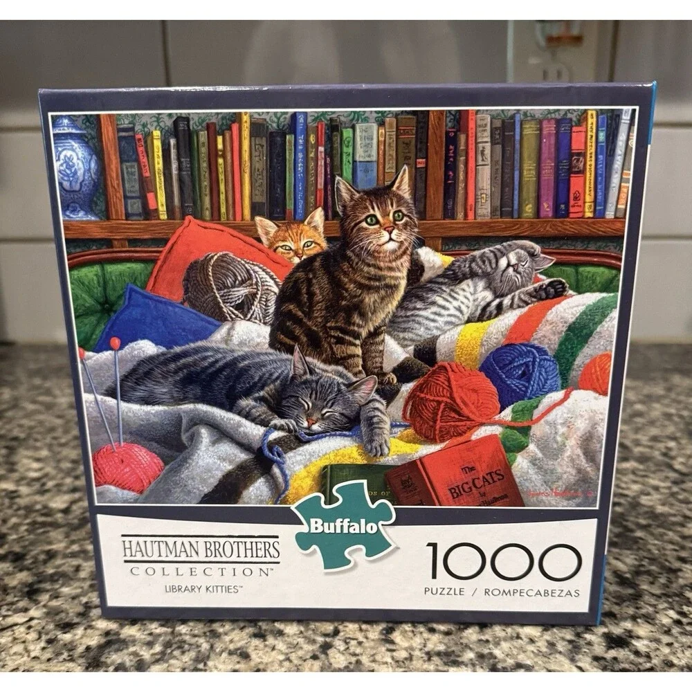 Buffalo Games 1000 Pc Puzzle Hartman Brothers Collection LIBRARY KITTIES